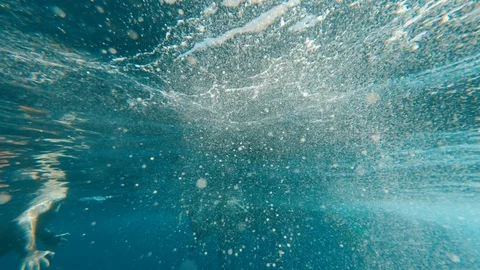 Underwater Man Swimming in the Blue Waters of the Mediterranean Sea Stock Footage 111907853