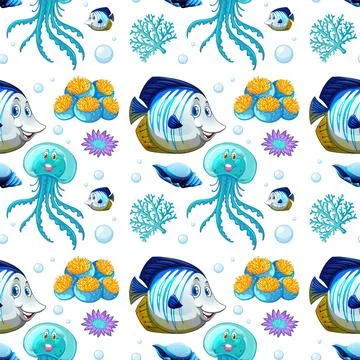Underwater Marine Life Pattern Illustrazione stock