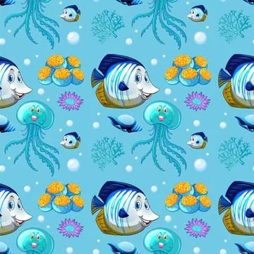Underwater Marine Life Pattern Illustrazione stock