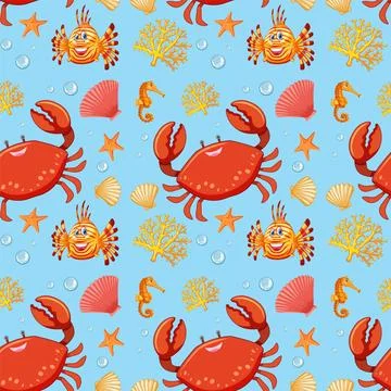 Underwater Marine Life Pattern Illustrazione stock