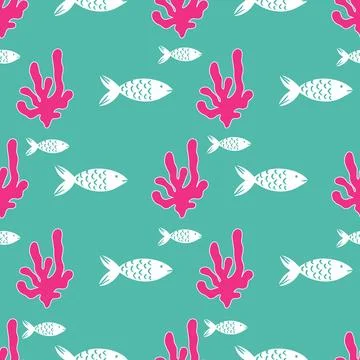 Underwater minimal abstract seamless pattern Stock Illustration