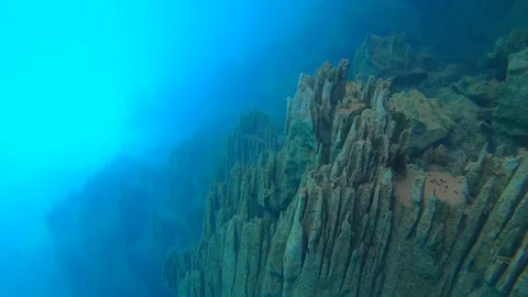 The underwater mountain below the hot spring, the different density of hot and Stock Footage 120861486