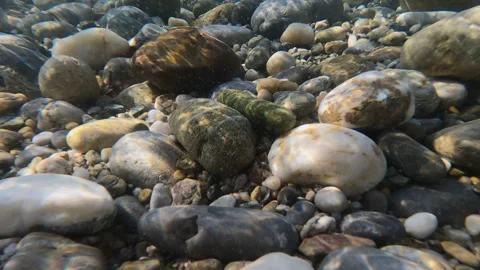 Underwater Mystery Rocks with Sunlit Patterns and Shadows 스톡 동영상 298280404