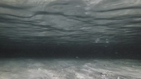 Underwater Night View Beneath Rippling Lagoon Surface in the Maldives Stock Footage 342119904