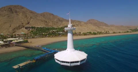 Underwater Observatory in the red sea  Eilat, Israel. Stock Footage 69064149