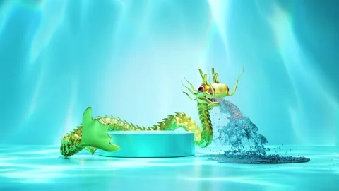 Underwater ocean with podium empty, dragon spouting water, reflect sunlight.. Stock Footage 277862520