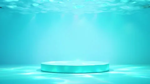 Underwater ocean with podium empty, reflect sunlight on surface. reflecting.. Stock Footage 277862523