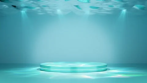 Underwater ocean with podium empty, reflect spotlight on surface. reflectin.. Stock Footage 287679584