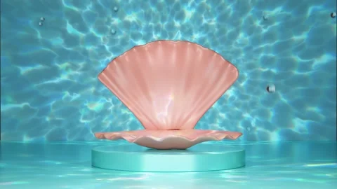 Underwater ocean with podium empty, shellfish, reflect sunlight on surface... Stock Footage 277862522