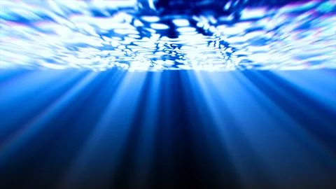 Underwater Ocean Water Surface Sun Rays Background Stock Illustration