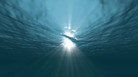 Underwater Ocean Waves Animation with Light Beams Stock Footage