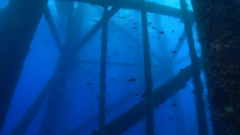 underwater oil rig off the coast of hous, Stock Video