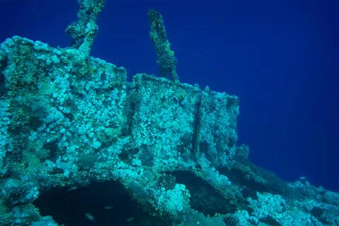 Underwater Open Hatch Covers on the Numidia Wreck in the Red Sea, Egypt Stock Photos