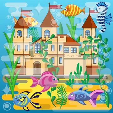 Underwater Palace. Stock Illustration