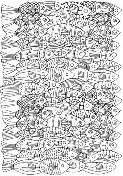 Underwater Pattern with black and white tropical fish. Exotic fish. Colorin.. Stock Illustration