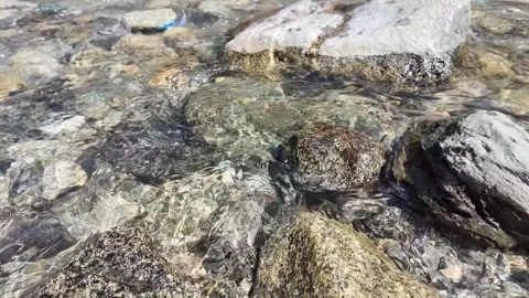 Underwater Perspective Close-Up View of Flowing River Water, Showcasing Beau Stock Footage 288469036