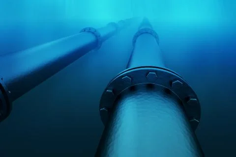 Underwater pipeline. Illustration