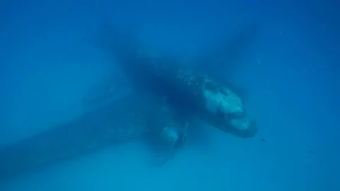 Underwater Plane Wreck Stock Footage 124206916