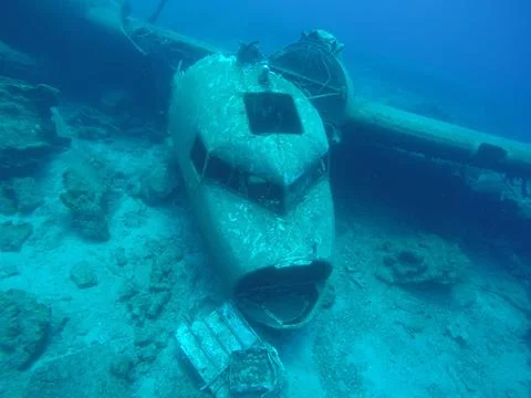 Underwater plane wreck Stock Photos
