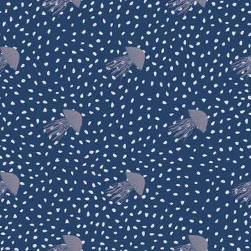 Underwater plankton seamless pattern. Creative aqua print with navy dark colo Illustrazione stock