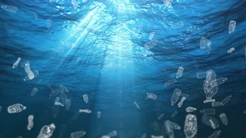 Underwater Plastic Bottles Trash in the Ocean (Loop) Stock Footage
