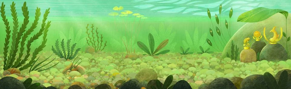 Underwater Pond Background Stock Illustration
