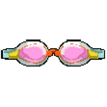 Underwater pool goggles pixel art vector illustration Stock Illustration
