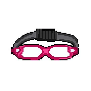 Underwater pool goggles pixel art vector illustration Stock Illustration
