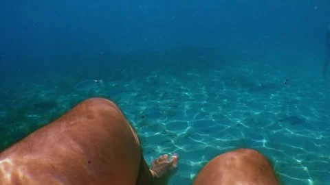 Underwater pov of man floating Stock Footage 278848047