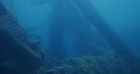 Underwater Pylons In The Ocean Stock Footage 331049448
