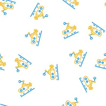 Underwater robot vector seamless pattern Stock Illustration