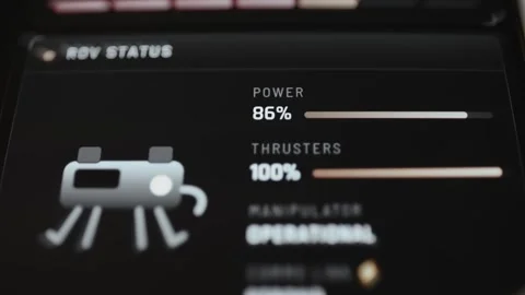 Underwater ROV status panel showing 86 percent power Stock Footage 342483689