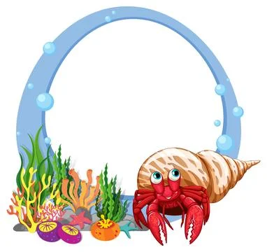 Underwater Scene with Hermit Crab Stock Illustration