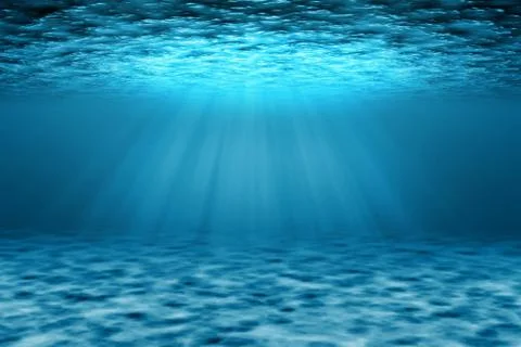 Underwater scene illustration with light rays. Stock Illustration