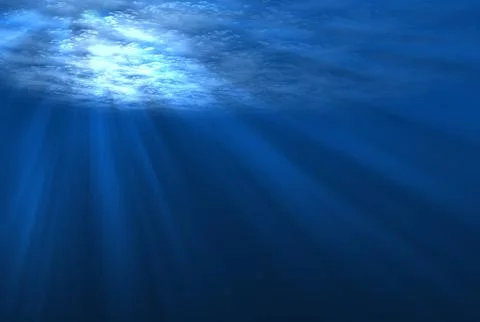 Underwater scene with rays of light Stock-Fotos