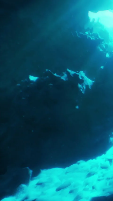 Underwater scene showing light rays penetrating the ocean surface Stock Footage 342126113