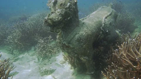 An underwater sculpture. Stock Footage 170978492