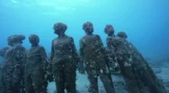 Underwater Sculptures On Bottom Of Sea Grenada Stock Footage
