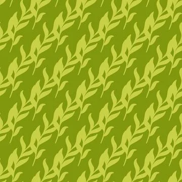 Underwater sea doodle seamless pattern with abstract seaweed ornament. Green  Stock Illustration