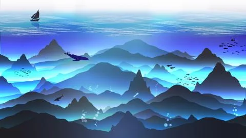 Underwater Sea Landscape - Vector Stock Illustration