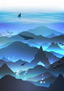Underwater Sea Landscape - Vector Stock Illustration