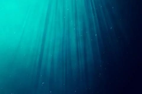 Underwater sea, ocean with light rays. 3d illustration Stock Illustration