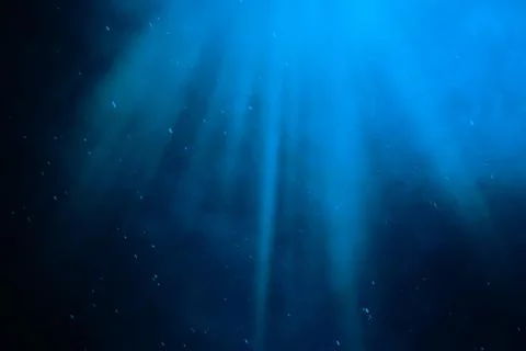 Underwater sea, ocean with light rays. 3d illustration Stock Illustration