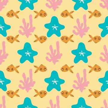Underwater sea seamless pattern vector background Stock Illustration