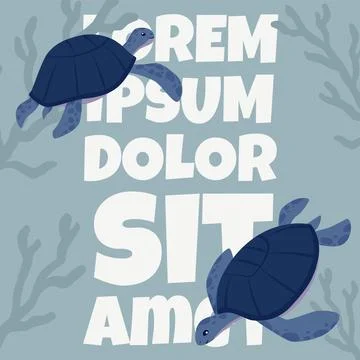 Underwater sea turtles scene vector illustration Stock Illustration