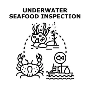 Underwater seafood inspection concept vector illustration Stock Illustration
