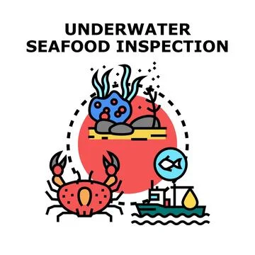 Underwater seafood inspection concept vector illustration Illustrazione stock