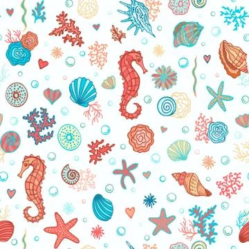 Underwater seamless pattern Stock Illustration