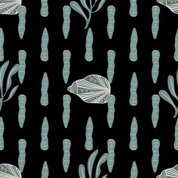 Underwater seamless shell vector pattern with a calming aesthetic. Stock Illustration