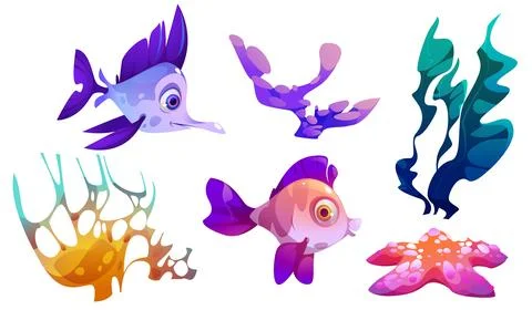 Bucket of Fish Icon, Cartoon Style Stock Illustration